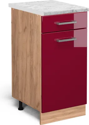 Image de Meuble cuisine Vicco R-Line Rouge brillant 40cm PT Marbre, Model 46123