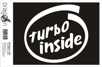 Produktbild von Aufkleber / Autoaufkleber - JDM / Die cut / Auto / OEM - Turbo inside - 120x110 mm weiß - Heckscheibe / Heckscheibenaufkleber