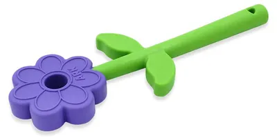 Imagen del producto de ARK Juguete terapéutico para masticar, varita de flores de lavanda, XXT. Palo sensorial de dos colores con forma de flor, ideal para masticar con molares y dientes frontales.