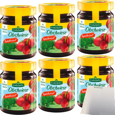 Produktbild von Grafschafter Obstwiese Apfelkraut fruchtig-frischer Brotaufstrich 6er Pack (6x320g Glas) + usy Block