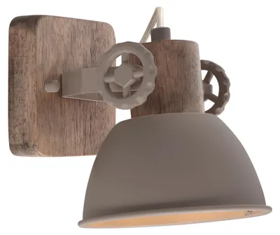 Image de Mexlite - spot - Gearwood - taupe - bois métal - spot en saillie - E27 - 7968TA