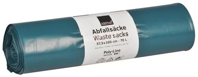 Produktbild von 10x Abfallsäcke 70 L, 575x1000 mm, 48 my LDPE, Blau  | 1 Stück