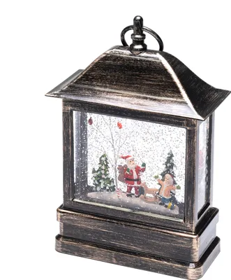 Produktbild von Konstsmide - LED Schneelaterne mit Weihnachtsmann und Kind, wassergefüllt, wählbare Energieversorgung, mit 5h Timer, 1 warm weiße Diode, 4.5V Innentrafo/batteriebetrieben, Innen, 3 x C 1.5V (exkl.) - 2886-000