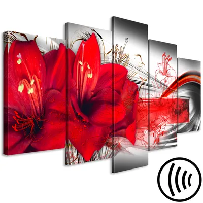 Produktbild von Akustikbild Blumen 200x100 cm Bilder Akustikschaum Hochleistungsschallabsorber Schallschutz Leinwand 5 tlg Wandbild Raumakustik Schalldämmung Abstrakt b-C-0620-b-m