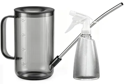 Pflanzengießkanne 1 L mit Sprühflasche 500 ml, grau