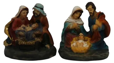 Produktbild von Krippenblock Heilige Familie 2-teilig Set 3,2 cm Polyresin Deko