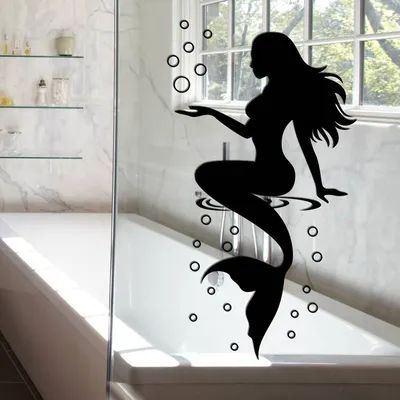 Produktbild von GKA Duschwand Meerjungfrau GK19 Aufkleber Duschtür Badezimmer Wand Wandtattoo Duschdekorfolie Glasfolie Glastür
