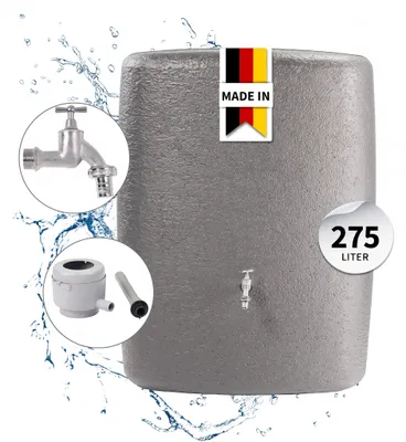 Productafbeelding van GARANTIA TERRANOVA complete-set 275 L graphite grey incl. chroom-aftapkraan en regenpijpaansluiting, AI-gegenereerde afbeelding