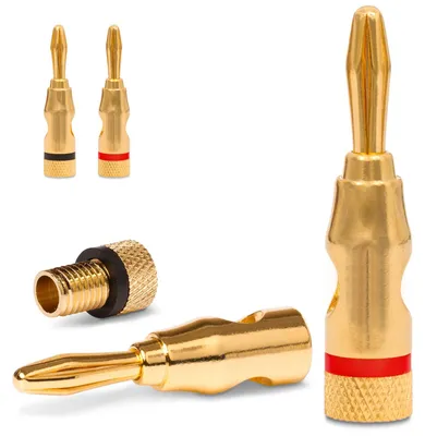 Produktbild von Bananenstecker 4 Stück Stecker NEXMEX Vergoldet Steckverbinder Lautsprecherkabel