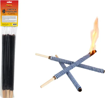 Produktbild von Favorit Fackeln (3 Stk), Gartenfackel blau/weiß, 40 cm, ca. 60 Min.,Tropfschutz