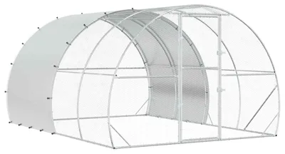 Produktbild von vidaXL Hühnerunterkunft Silber 400 x 300 x 200 cm Verzinkter Stahl