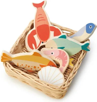 Image de Tender Leaf Jouets en bois Panier de fruits de mer - jeu de rôle fantasievol
