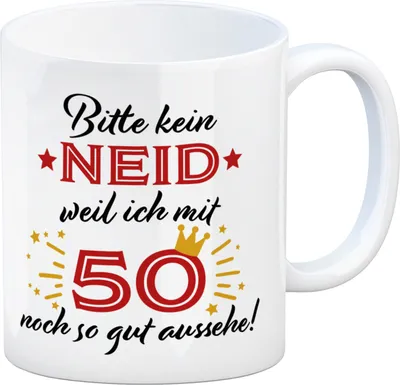 Produktbild von 50. Geburtstag Kaffeebecher mit lustigem Spruch: Neid