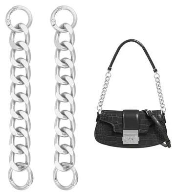 Productafbeelding van Verlengketting voor tassen - Met veermechanisme - Geschikt voor schoudertassen en clutchbags - 16 cm - 2 stuks - Zilver