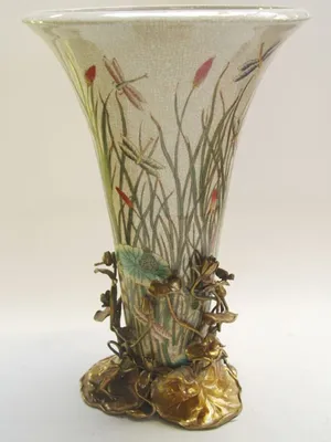 Produktbild von Casa Padrino Porzellan Messing Vase H. 46 cm - Limited Edition