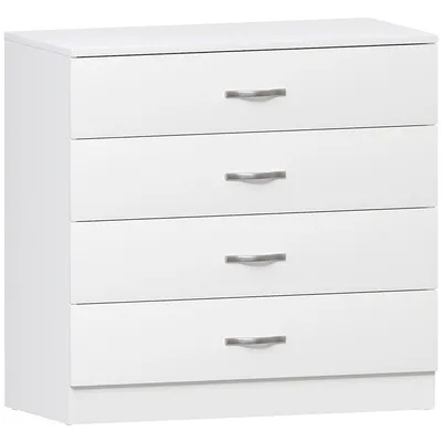 Immagine prodotto di Comò a 4 cassetti Riano – Mobile contenitore per camera da letto in legno e metallo bianco da montare