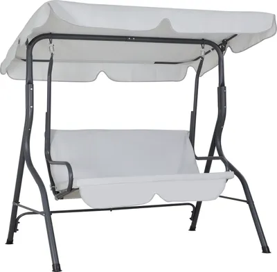Produktbild von CASARIA® Hollywoodschaukel 2 Sitzer wetterfest Hellgrau 200kg Belastbarkeit Rückenlehne Dach Verstellbar Anti-Rutsch-Füße Garten Terrasse Gartenschaukel 140x112cm