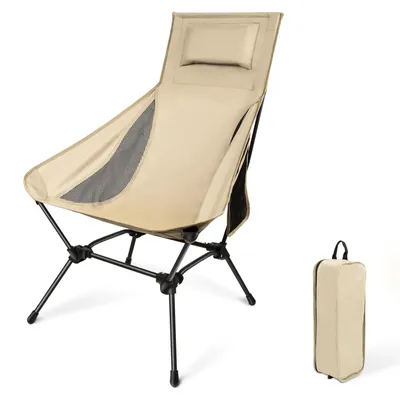 Image de Omgoods - Chaise de camping avec dossier haut - Pliable et légère