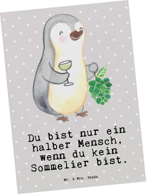 Produktbild von Mr. & Mrs. Panda Fotokarte Sommelier Herz - Grau Pastell - Geschenk, Postkarten, Grußkarte, Kunstkarten, Postkarte, einzelkarte