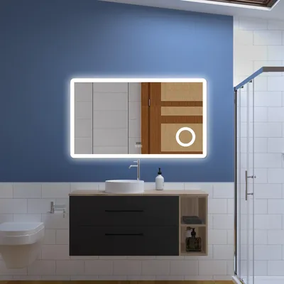 Image de Acezanble Ensemble Meuble Salle de Bain 120X46X52cm, avec Lavabo, miroir led tricolore, Suspendu