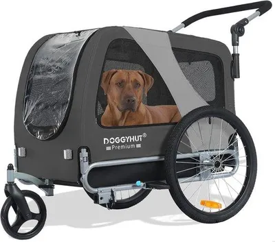 Produktbild von Famanu Fahrradanhänger für Hunde 2-in-1 - Geeignet für mittelgroße und große Hunde bis 35 kg