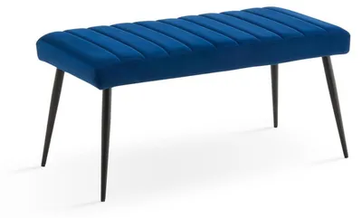 Produktbild von Sitzbank Esszimmer 101cm Samt Polsterbank Metallbeine Blau