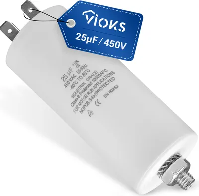 Produktbild von VIOKS Kondensator 25µF 450V universell mit Steckfahnen und Befestigungsschraube CBB60