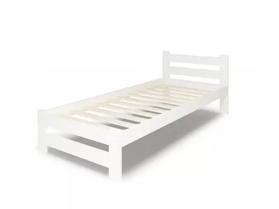 Produktbild von Weißes Massivholz-Bett 100% HOLZBETT - 80×200 cm mit hohem Kopfteil - skandinavische Kiefer, inklusive Lattenrost (12‑Latten), hohe Rückenlehne,