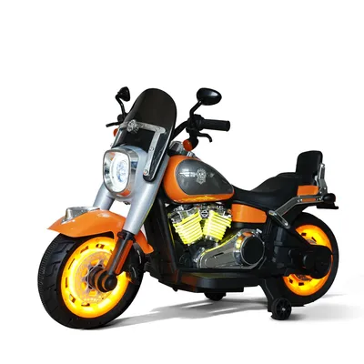 Produktbild von XXL Elektro-Kindermotorrad Kinderfahrzeug Kinder Motorrad für Kinder bis 8 Jahren 12V – 55W Motor, LED, USB, Bluetooth Orange (BJML818 )