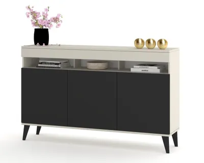 Produktbild von Große Kommode Fernsehschrank LUNA 3D Kaschmir/Schwarz 120cm