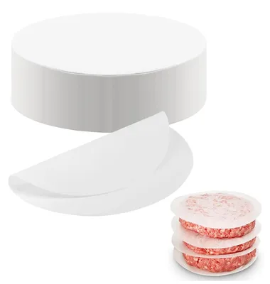 Produktbild von 1200 Stück runde Burgerpapiere (13 cm Durchmesser), Backpapier für Hamburger, Trennpapier für Hamburger-Patties, Antihaftpapier zum Grillen von Hamburgern und Cheeseburgern.