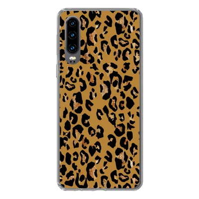 Produktbild von MuchoWow® Handyhülle Schutzhülle Hülle für Huawei P30 Pantherdruck - Gelb - Gold Silikon Softcase Handy Hülle - Kartenbesitzer