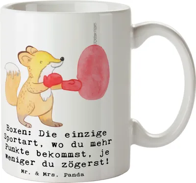 Produktbild von Mr. & Mrs. Panda Kaffeetasse Boxen Schnell Entscheiden - Weiß - Geschenk, Disziplin, Schnelligkeit, Kontrahenten, Teamsport, Sportler, Becher, Tasse, Sportarten, Sport