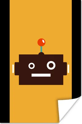 Produktbild von MuchoWow® Poster Roboter - Gesicht - Antenne - Gelb - Jungen - Kind 60x120 cm - Wandschmuck