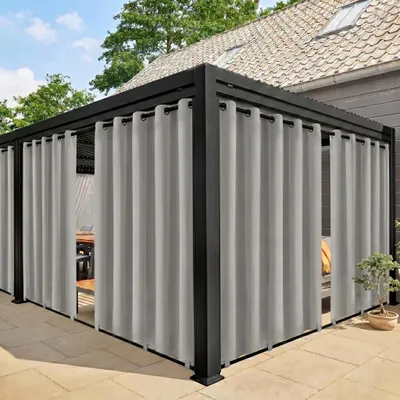 Immagine prodotto di Tende per esterni Tenda impermeabile resistente alle intemperie con occhielli Tende per balcone gazebo terrazza, grigio chiaro, B180xH243cm