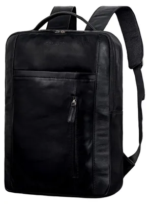 Produktbild von Moderner Rucksack mit Laptopfach für 15,6 Zoll - Business Rucksack aus Leder in Schwarz
