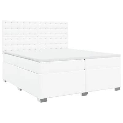 Produktbild von Boxspringbett mit Matratze Weiß 200x200 cm Kunstleder