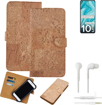 Produktbild von K-S-Trade Hülle kompatibel mit Xiaomi Redmi Note 10 Lite + in ear Kopfhörer Kork Handyhülle Cover  Schutzhülle TPU Case Bumper in Hellbraun, (1x)