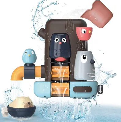 Produktbild von Badespielzeug Set für Baby Kinder, Multifunktionales Badewannenspielzeug, Kleines Vogelbaumhaus, Bär Geschenke für Jungen und Mädchen