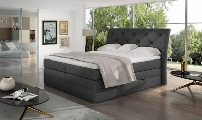 Obrázek produktu pro Boxspringová postel s úložným prostorem 160x200 VORVIRO - tmavě šedá
