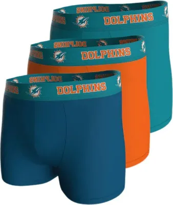 Produktbild von NFL Miami Dolphins 3er-Pack 95% Baumwolle Boxershorts | Teal/Orange/Blau Größe L