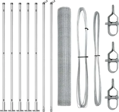Produktbild von vidaXL Sechseckzaun mit Betonsockel 10 x 1,2 m Verzinkter Stahl Silber