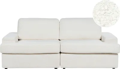 Produktbild von BELIANI 3-Sitzer Sofa Cremeweiß Stoffbezug Bouclé Breite Armlehnen Sitzfläche Dicke Sitzkissen Retro Stil Wohnzimmer Ausstattung Polstersofa Stoffsofa