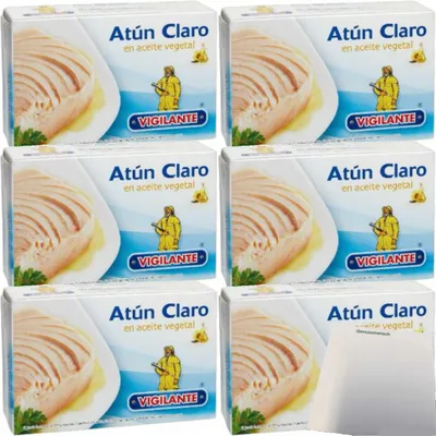 Produktbild von Vigilante "Thunfisch in Pflanzenöl" Atún en aceite vegetal 6er Pack (6x111g Dose) + usy Block
