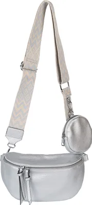 Produktbild von styleBREAKER Damen Halbmond Crossbody Schultertaschen Set 2-Teilig, Schultergurt mit Zick-Zack Rauten Muster 02012396