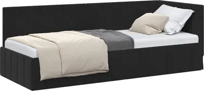 Obrázok produktu pre vidaXL Rohový rám postele s čelom čierny 80 cm x 200 cm zamat