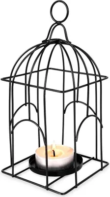 Produktbild von Kerzenlaterne aus schwarzem Metall 25 cm