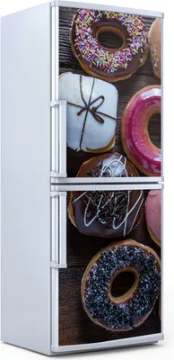 Produktbild von Kühlschrankdekoration  60x180 cm  Aufkleber auf dem Kühlschrank - bunte Krapfen