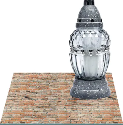 Zdjęcie produktu dla SZKLANA PODSTAWKA POD ZNICZE Z DEDYKACJĄ 35x35cm Mur 212g