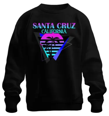 Immagine prodotto di Santa Cruz California Palmen Sonne Vaporwave 80s Strand Surfen Unisex Felpa Pullover, Schwarz, S